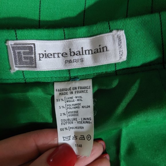 Vintage Pierre Balmain stiped skirt green black - Picture 3 of 4